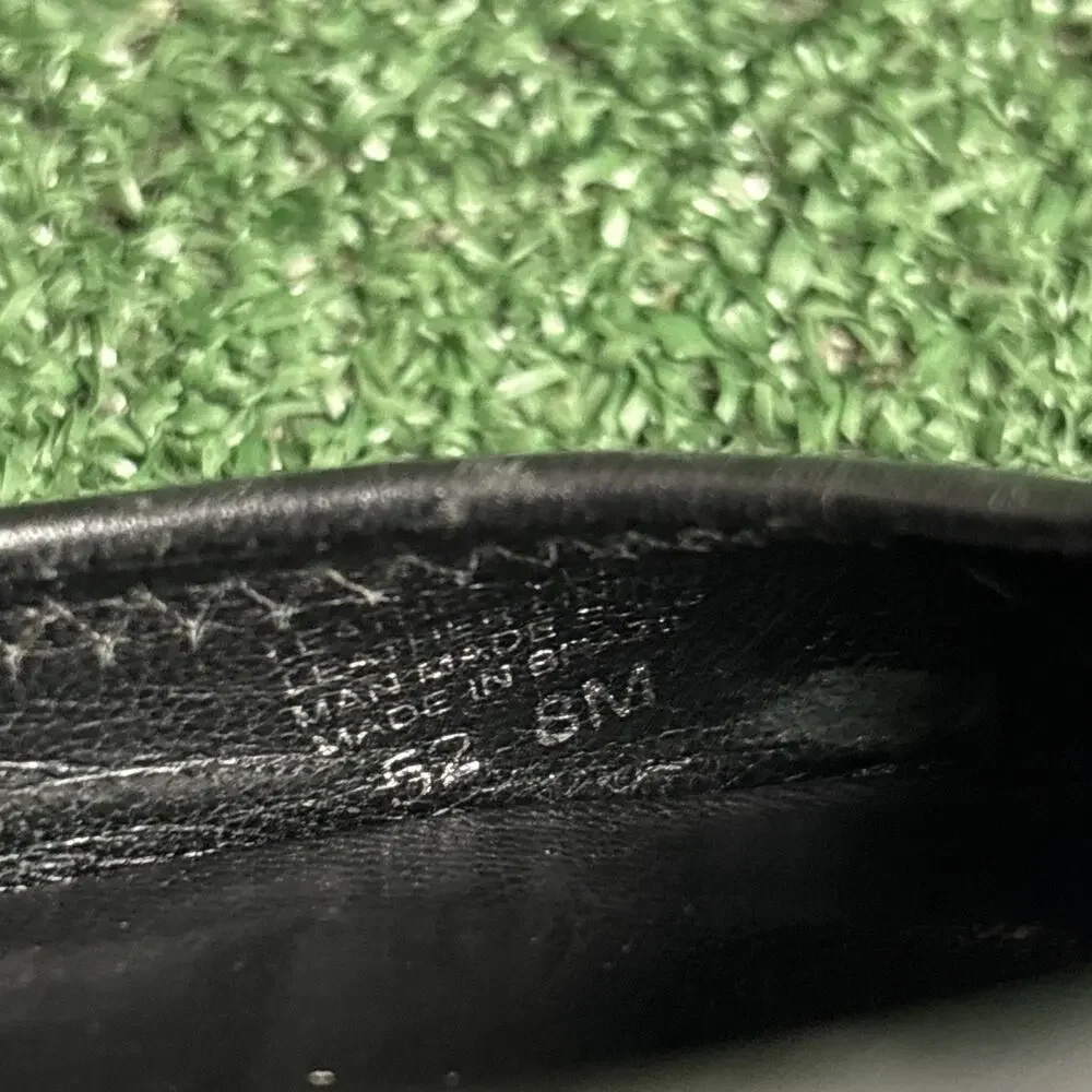 Tory Burch Women's 8 M Black Leather Ballet‎ Flats Round Toe Slip On Logo Accent